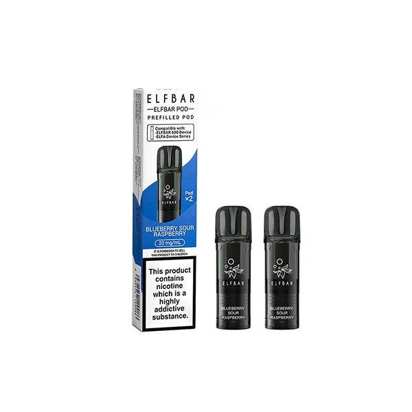 20mg Elf Bar 600 Prefilled Pods 2ml 1200 Puffs - 2 Pcs