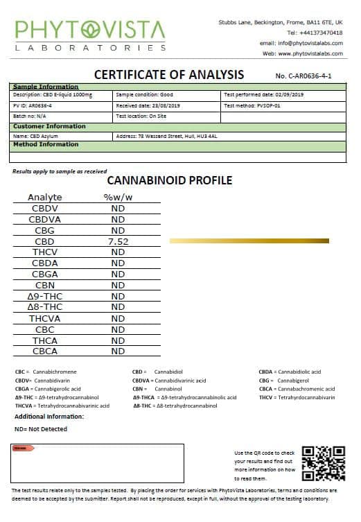 CBD Asylum 1000mg CBD Sub Ohm E-liquid 25ml Shortfill (70VG/30PG)