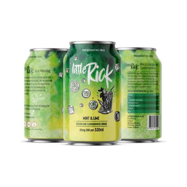 24 x Little Rick Drink 32mg CBD (+CBG) Sparkling 330ml Mint & Lime