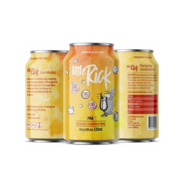 24 x Little Rick 32mg CBD (+CBG) Sparkling 330ml Pina Drink