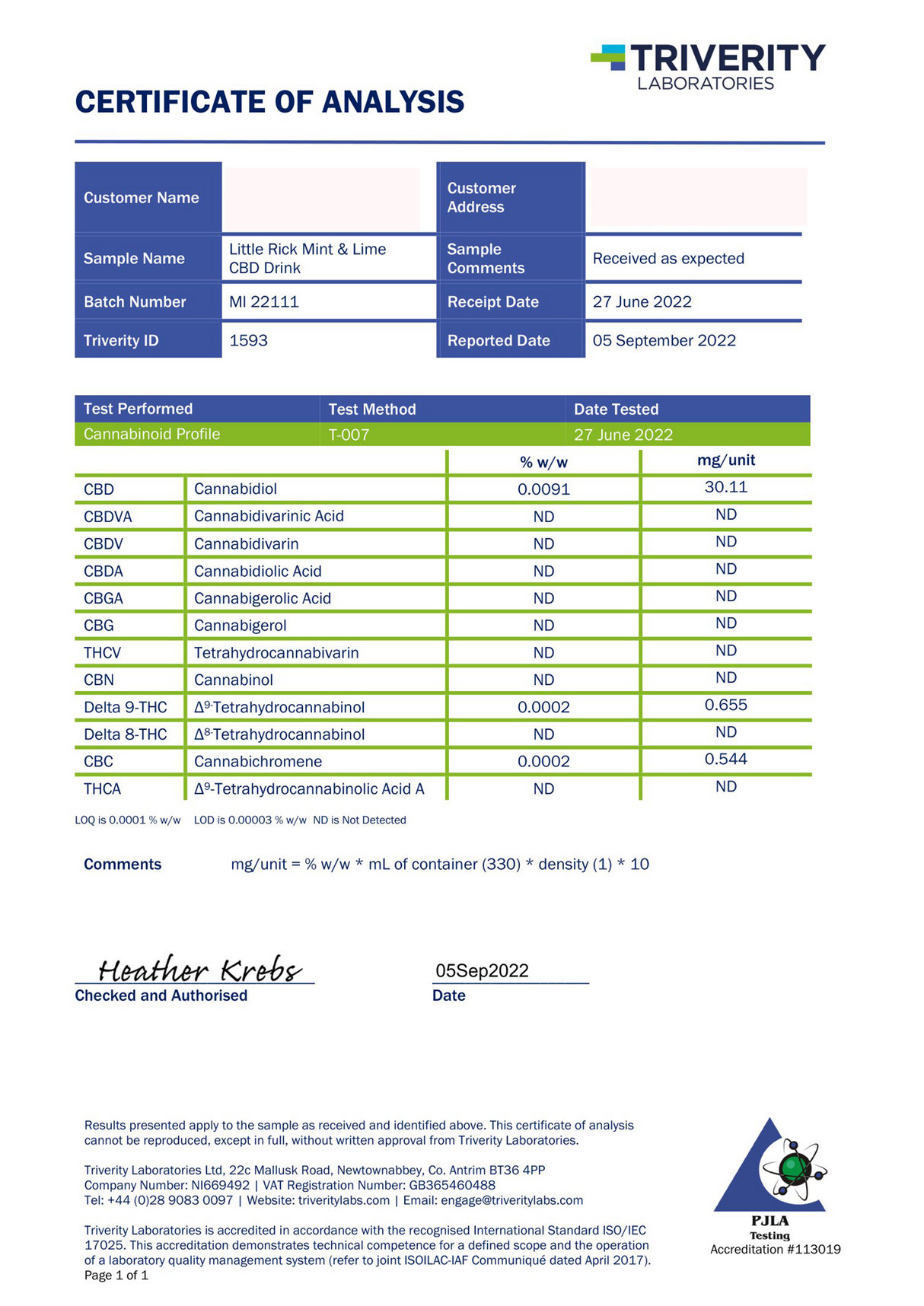12 x Little Rick Drink 32mg CBD (+CBG) Sparkling 330ml Mint & Lime