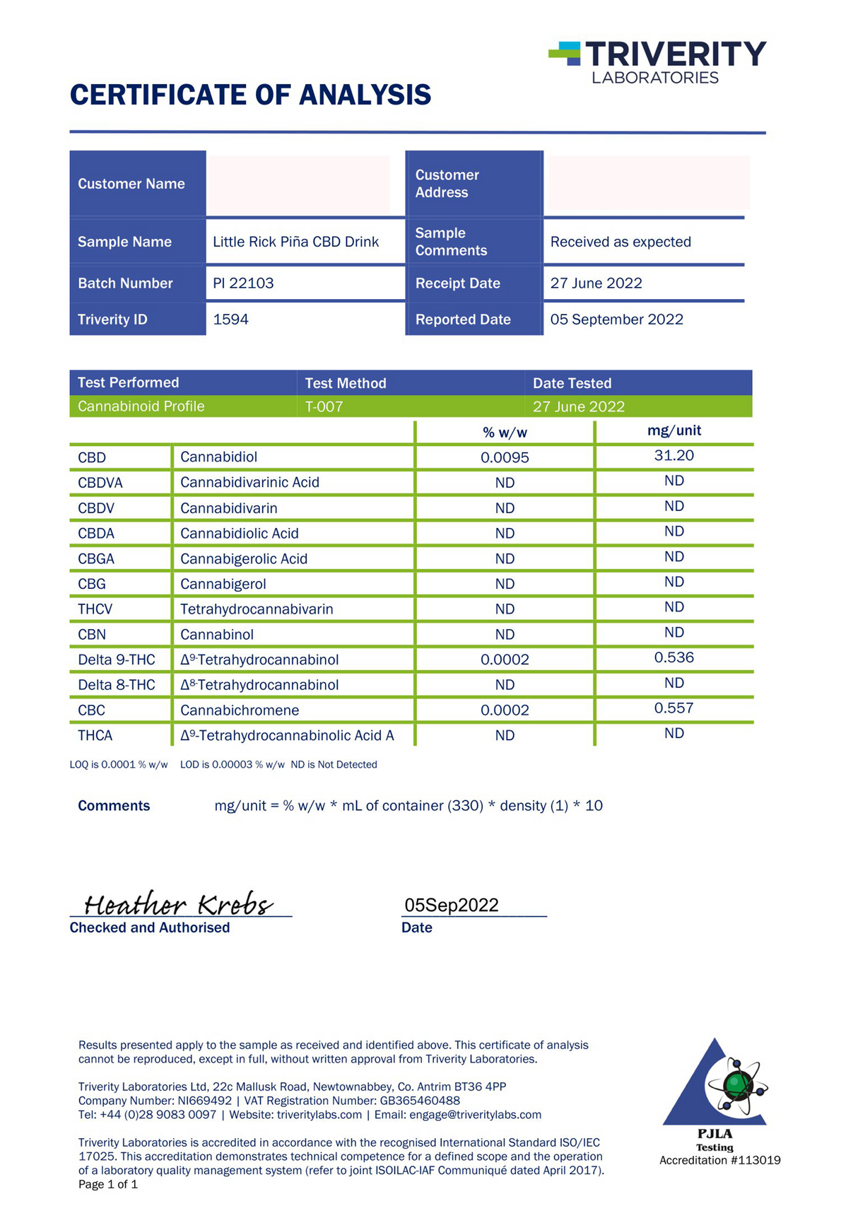 12 x Little Rick 32mg CBD (+CBG) Sparkling 330ml Pina