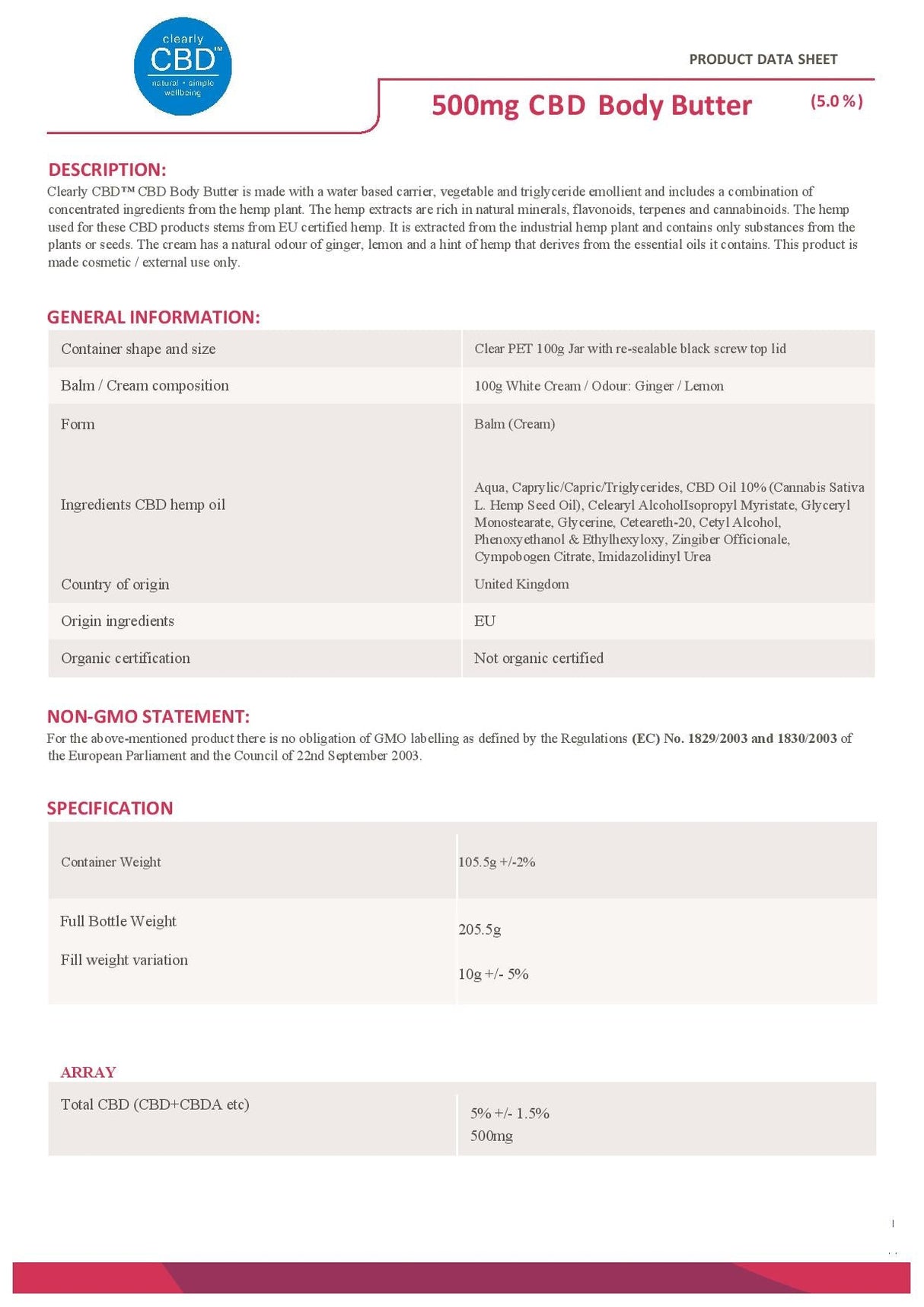 Clearly CBD 500mg CBD Body Cream 100ml