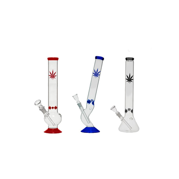 18" Leaf Design Percolator Glass Bong - GB40