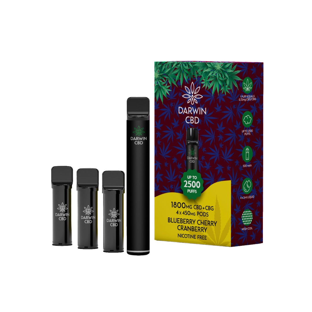 1800mg Darwin CBD 4 in 1 Vape Kit 2500 Puffs