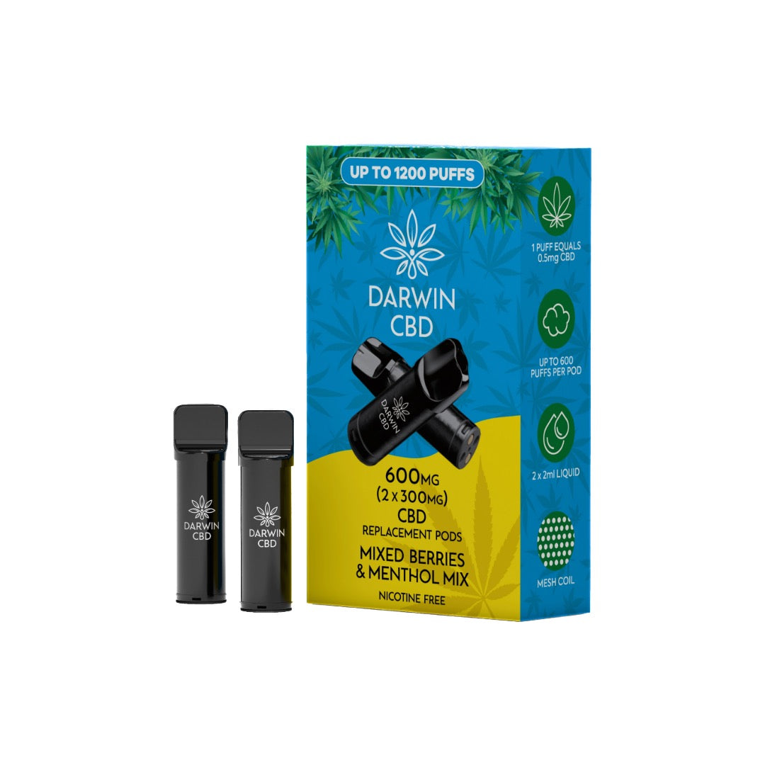 600mg Darwin CBD Prefilled Replacement Pods 1200 Puffs - 2 Pcs