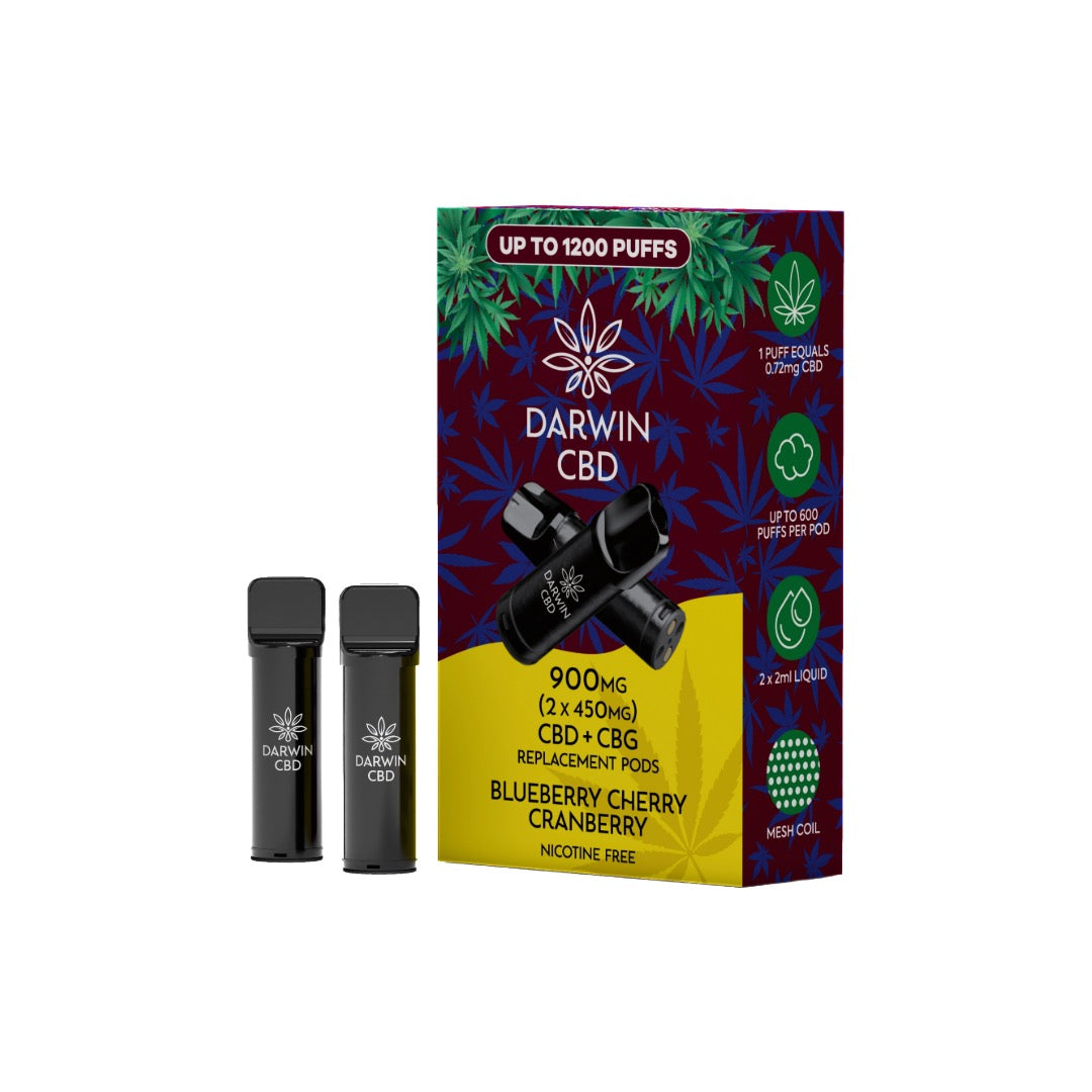 900mg Darwin CBD Prefilled Replacement Pods 1200 Puffs - 2 Pcs