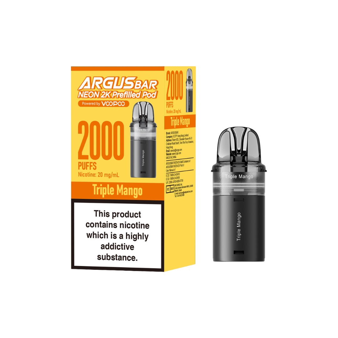 20mg Voopoo Argus Bar Neon 2K Prefilled Pods