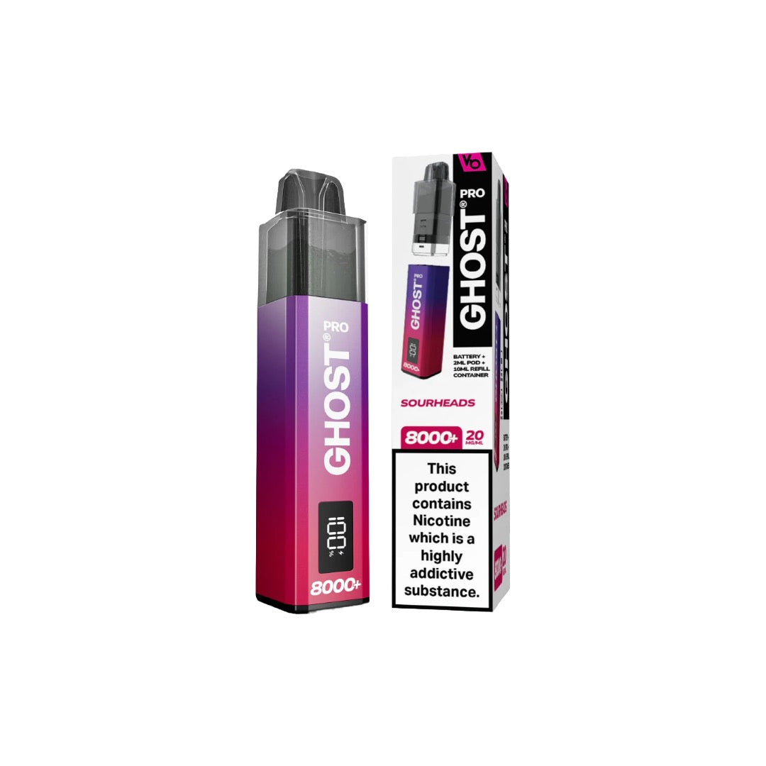 20mg Vapes Bar Ghost Pro 8000+ Puffs Prefilled Pod Vape Kit