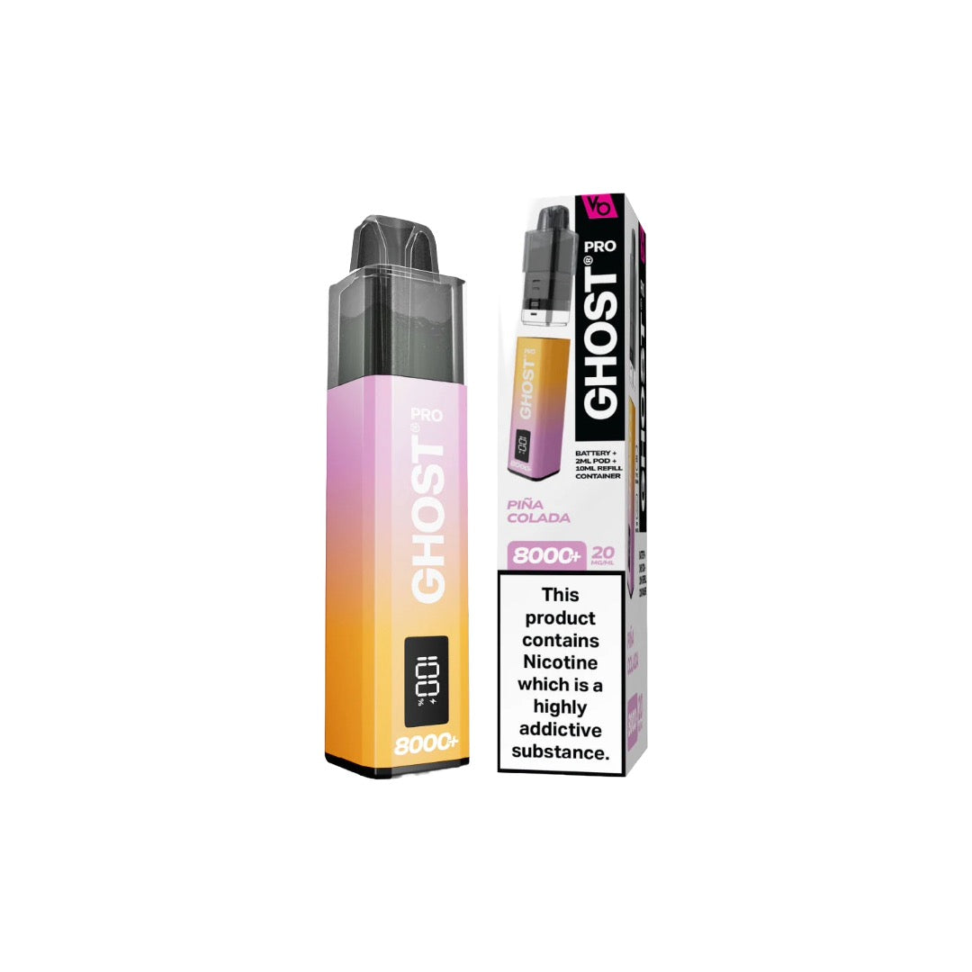 20mg Vapes Bar Ghost Pro 8000+ Puffs Prefilled Pod Vape Kit