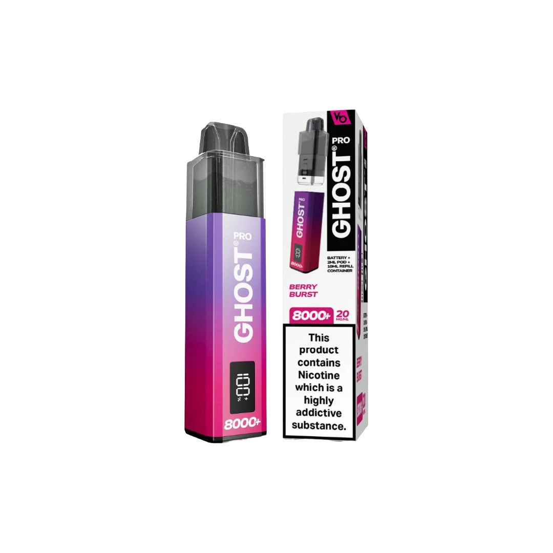 20mg Vapes Bar Ghost Pro 8000+ Puffs Prefilled Pod Vape Kit