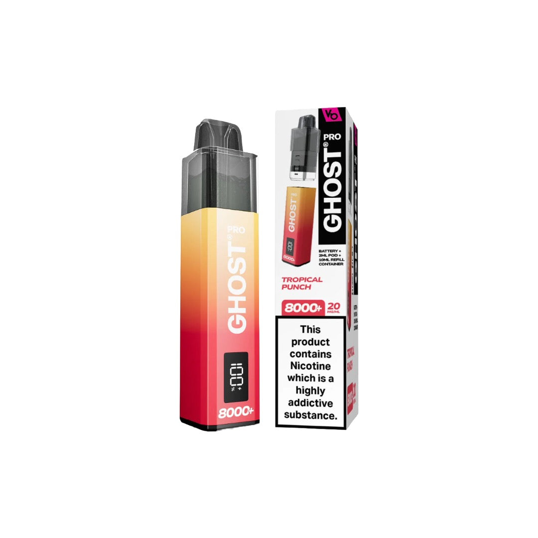 20mg Vapes Bar Ghost Pro 8000+ Puffs Prefilled Pod Vape Kit