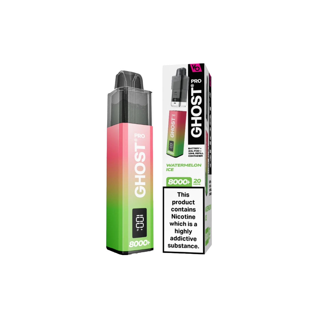 20mg Vapes Bar Ghost Pro 8000+ Puffs Prefilled Pod Vape Kit