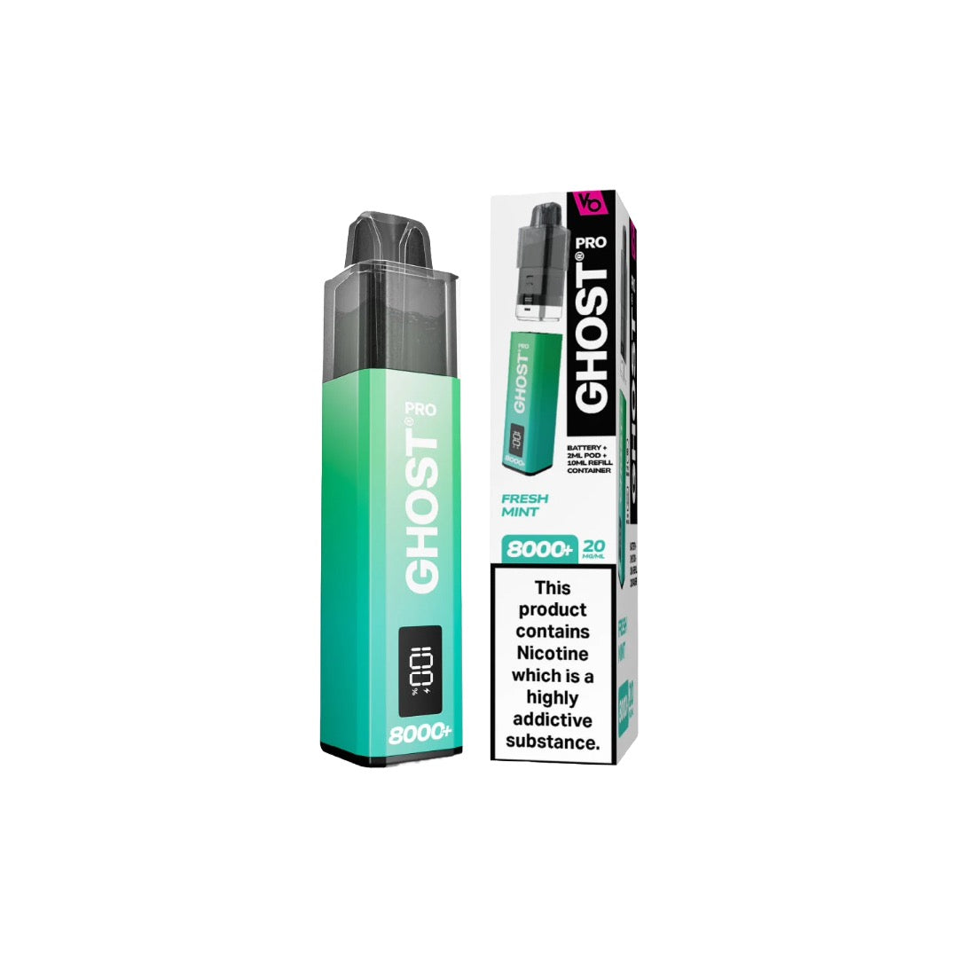 20mg Vapes Bar Ghost Pro 8000+ Puffs Prefilled Pod Vape Kit