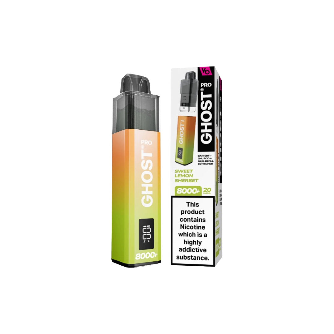 20mg Vapes Bar Ghost Pro 8000+ Puffs Prefilled Pod Vape Kit