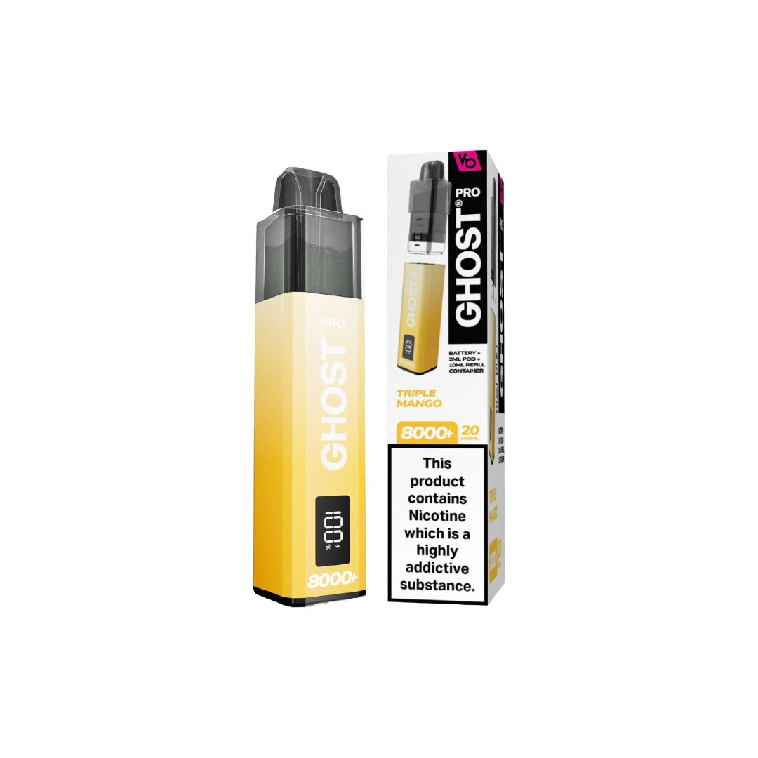 20mg Vapes Bar Ghost Pro 8000+ Puffs Prefilled Pod Vape Kit