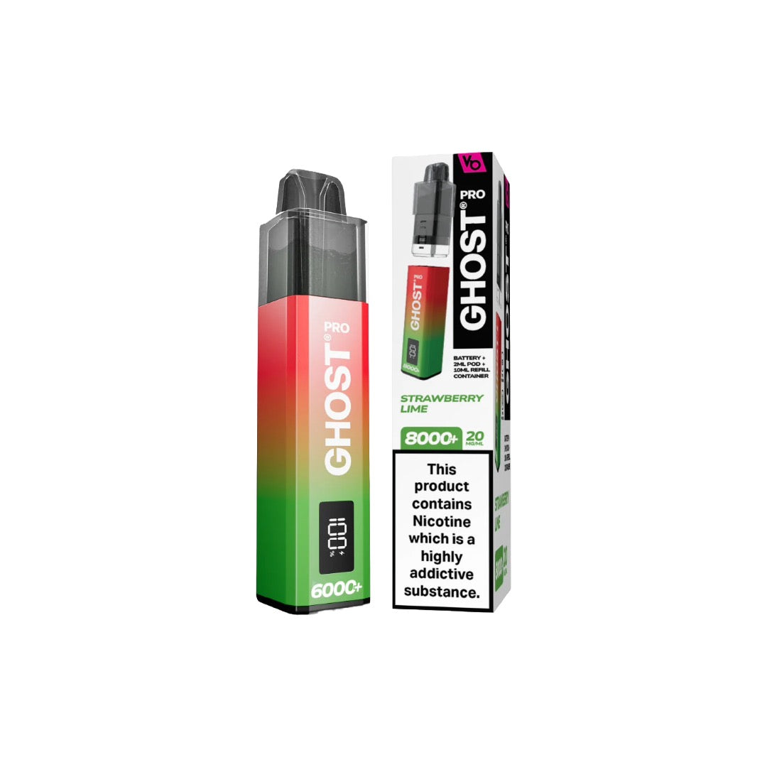 20mg Vapes Bar Ghost Pro 8000+ Puffs Prefilled Pod Vape Kit