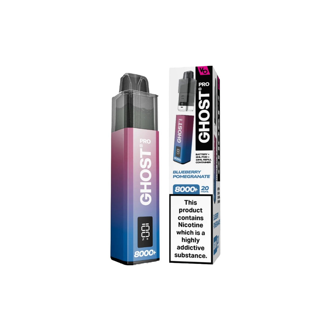 20mg Vapes Bar Ghost Pro 8000+ Puffs Prefilled Pod Vape Kit