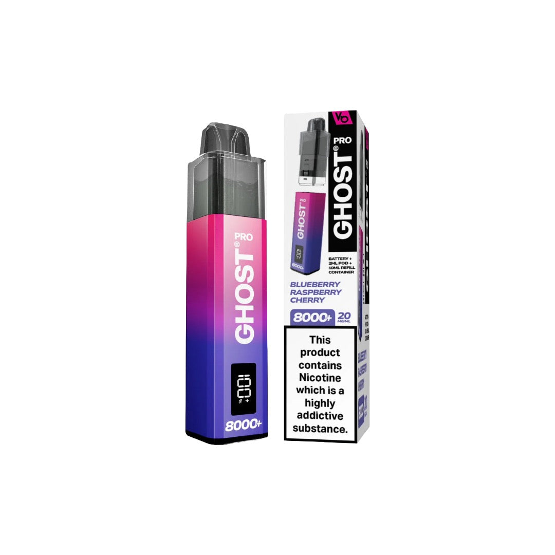 20mg Vapes Bar Ghost Pro 8000+ Puffs Prefilled Pod Vape Kit