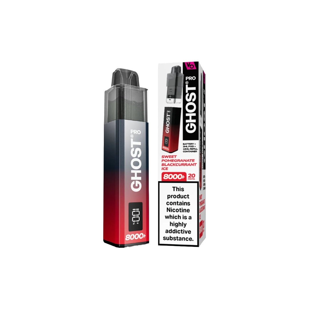 20mg Vapes Bar Ghost Pro 8000+ Puffs Prefilled Pod Vape Kit