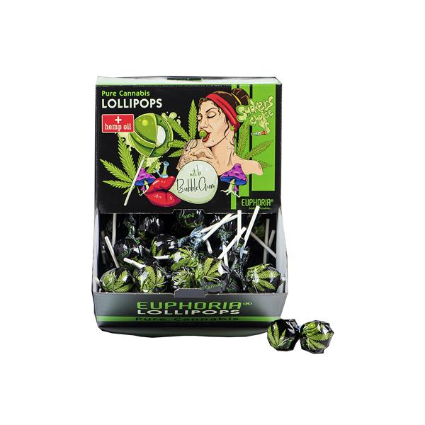 Euphoria Pure Cannabis Lollipops with Bubble Gum - Big Pack 25g x 100pcs