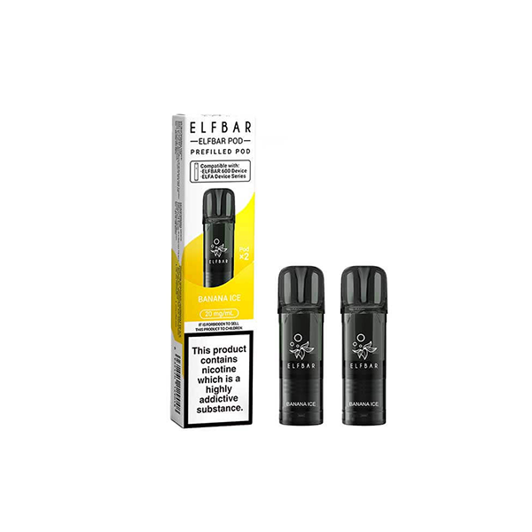 20mg Elf Bar 600 Prefilled Pods 2ml 1200 Puffs - 2 Pcs