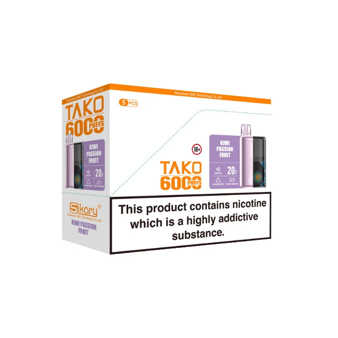 5 x 20mg Sikary Tako SP6000 Prefilled Pod Vape Kit 30000 Puffs - (1 Free Kit With Every Box Of 5)