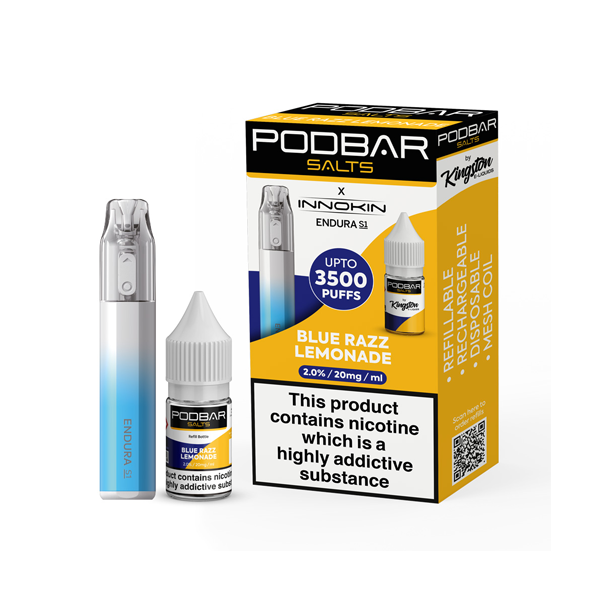 20mg Podbar Salts by Kingston x Innokin Endura S1 Disposable Vape Kit 3500 Puffs