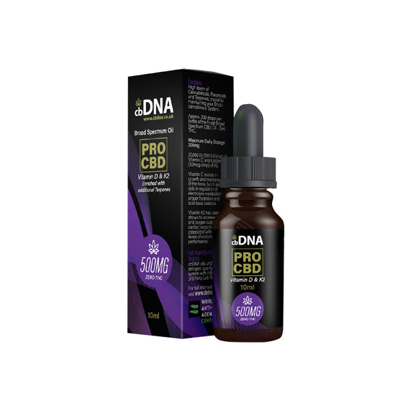 cbDNA Full Spectrum 500mg CBD Oil + Vitamin D &amp; K2 - 10ml