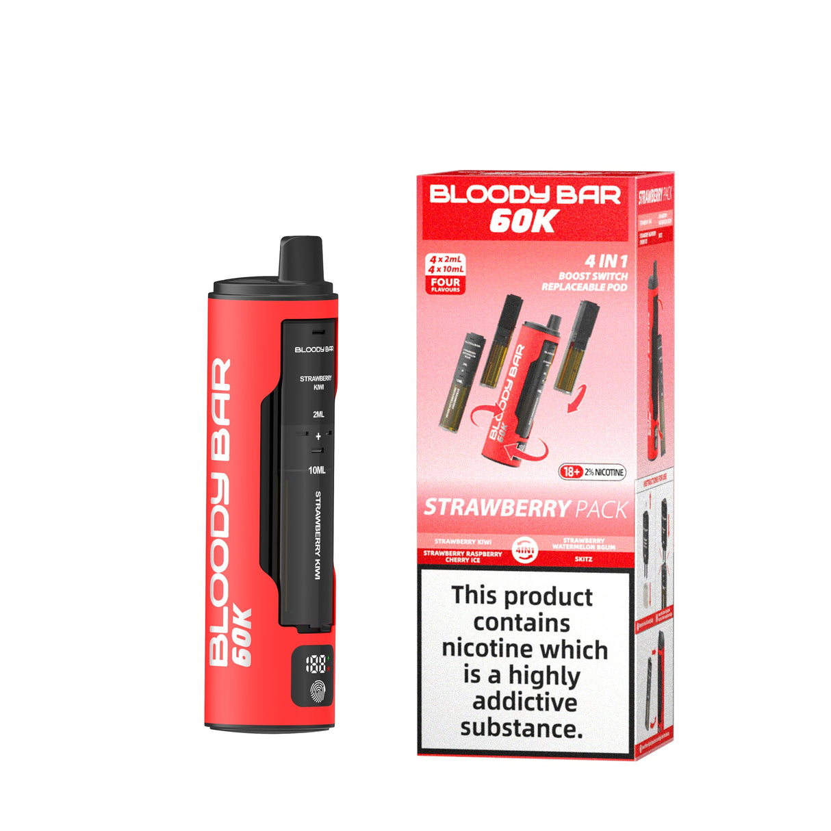 Bloody Bar 60k 4 in 1 Prefilled Pod Vape Kit 60000 Puffs