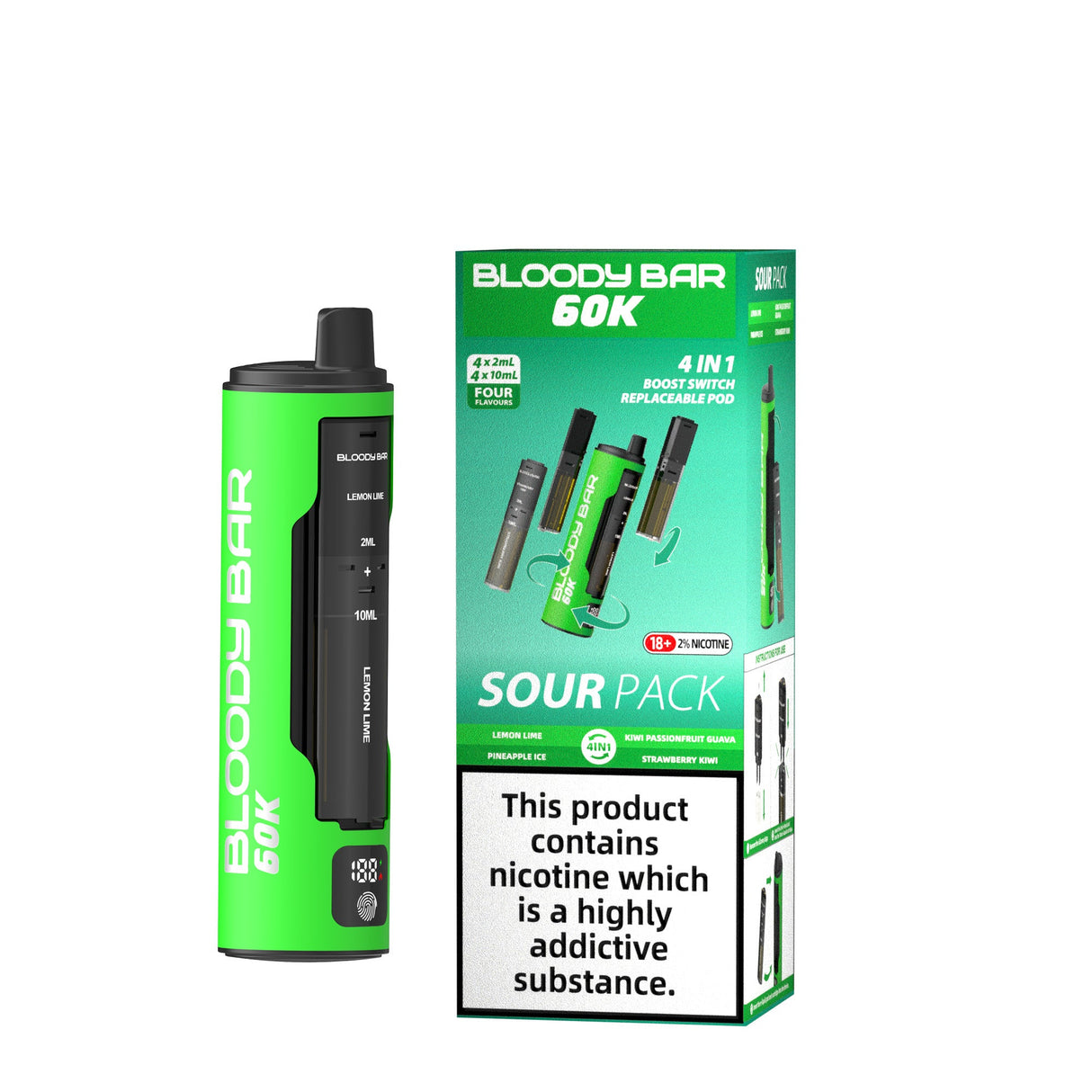 Bloody Bar 60k 4 in 1 Prefilled Pod Vape Kit 60000 Puffs