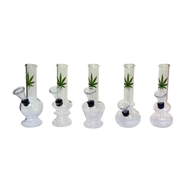 6" Small Leaf Design Glass Bong - GB41