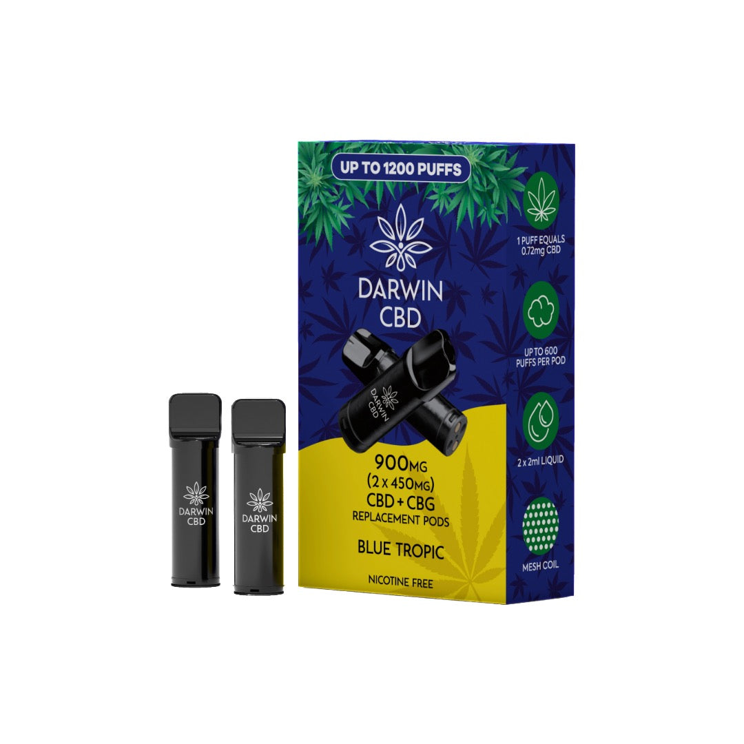 900mg Darwin CBD Prefilled Replacement Pods 1200 Puffs - 2 Pcs