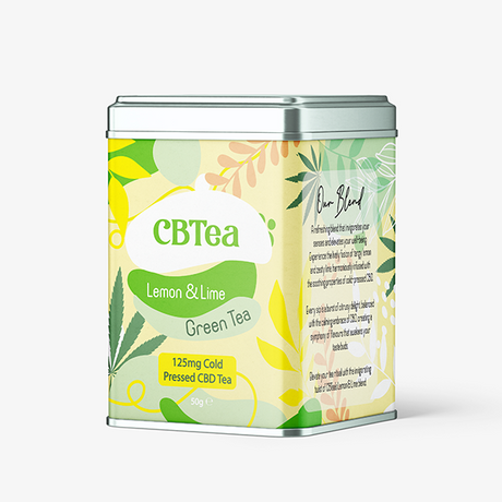 CBTea 250mg Cold Pressed Full Spectrum CBD Lemon &amp; Lime Green Tea - 100g